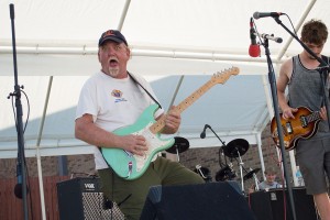 Past council Grand Knight Chris Edwards performing on center stage at the festival.