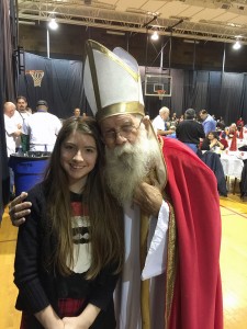 Madison Goza and BK Leo Mattingly as St Nick.